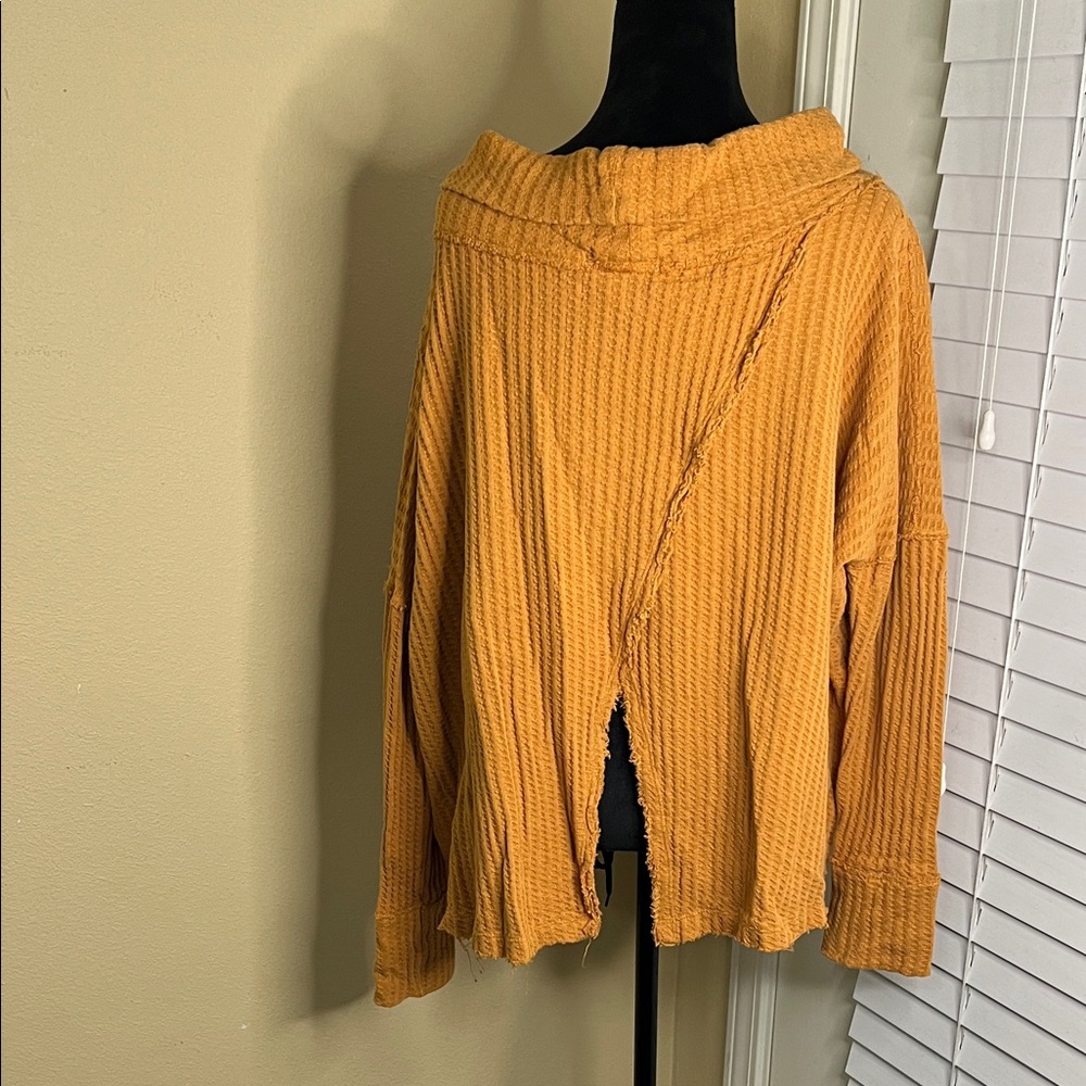 Cozy Mustard Waffle Knit Top - Picture 3 of 8